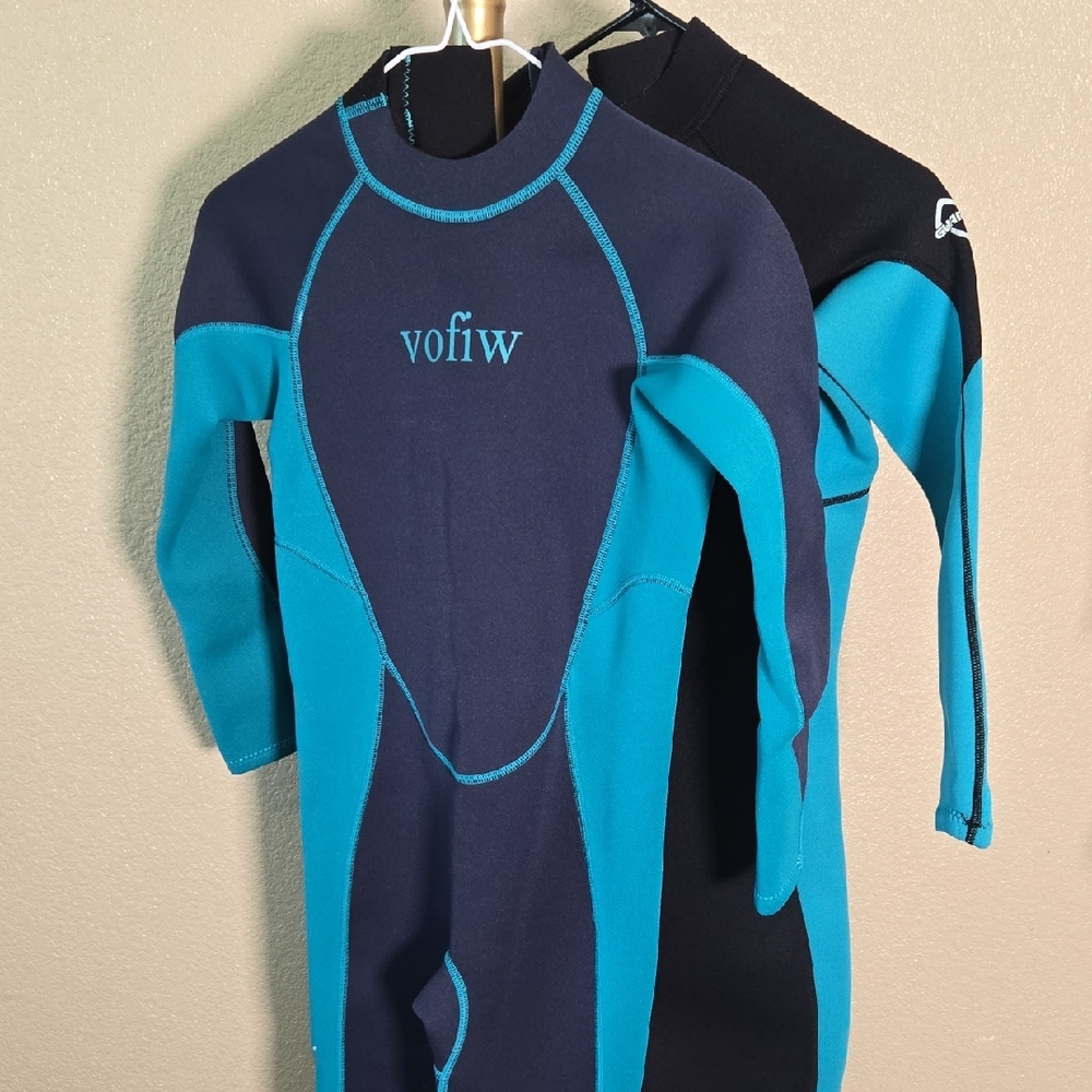 2 Blue and Black Wetsuit